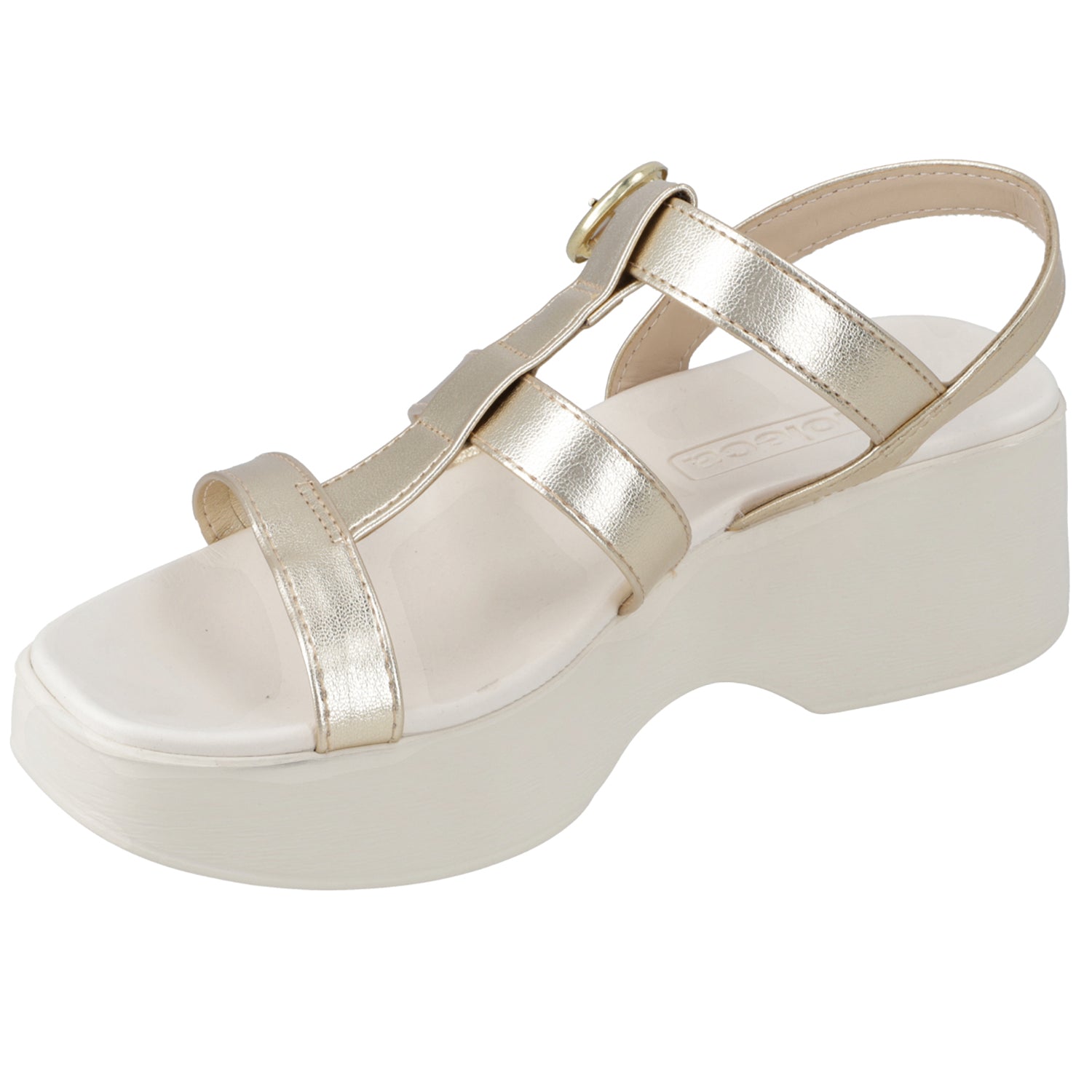Sandalia Plana Blanca Dorado