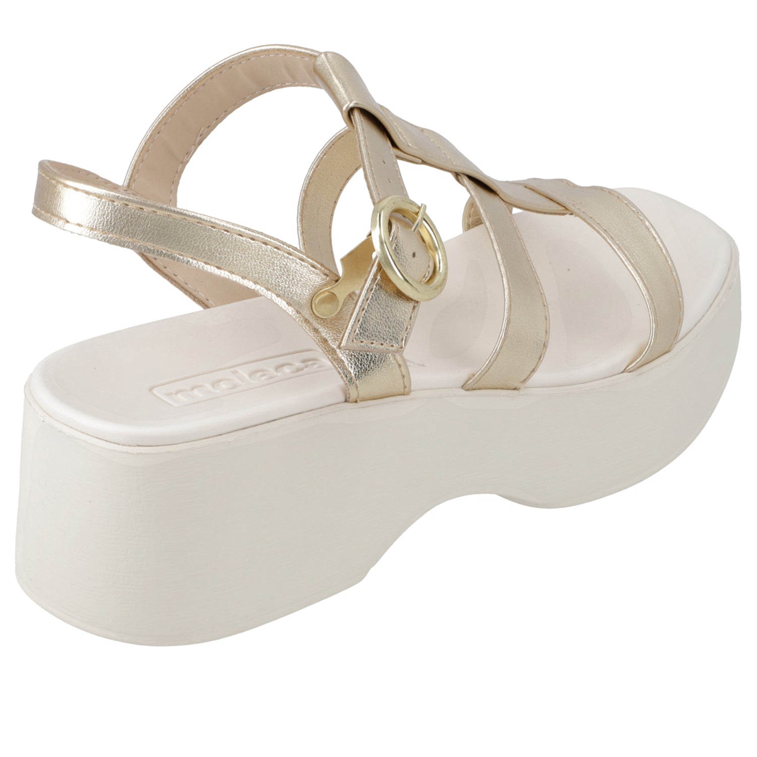 Sandalia Plana Blanca Dorado