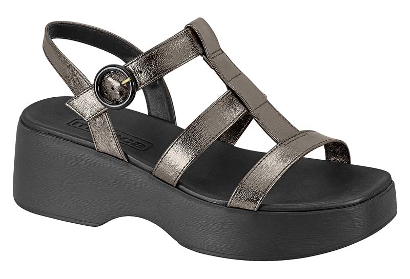 Sandalia Plana Eco Cuero Negro Gr‡fito 35 / Grafito