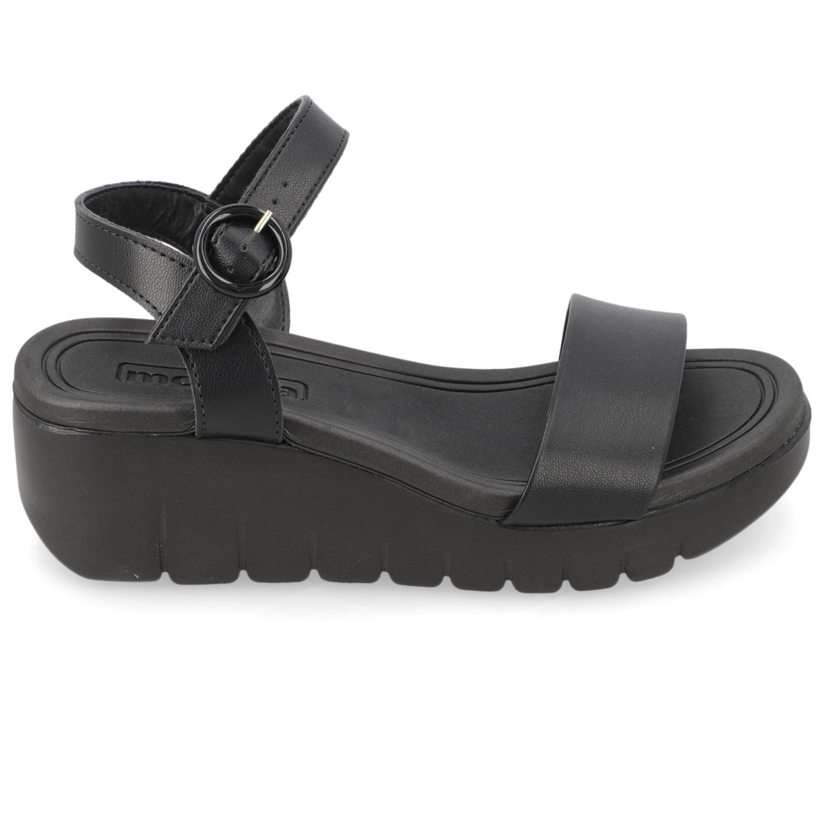 Sandalia Taco Cuña Negro Moleca Ecocuero 35 / Negro