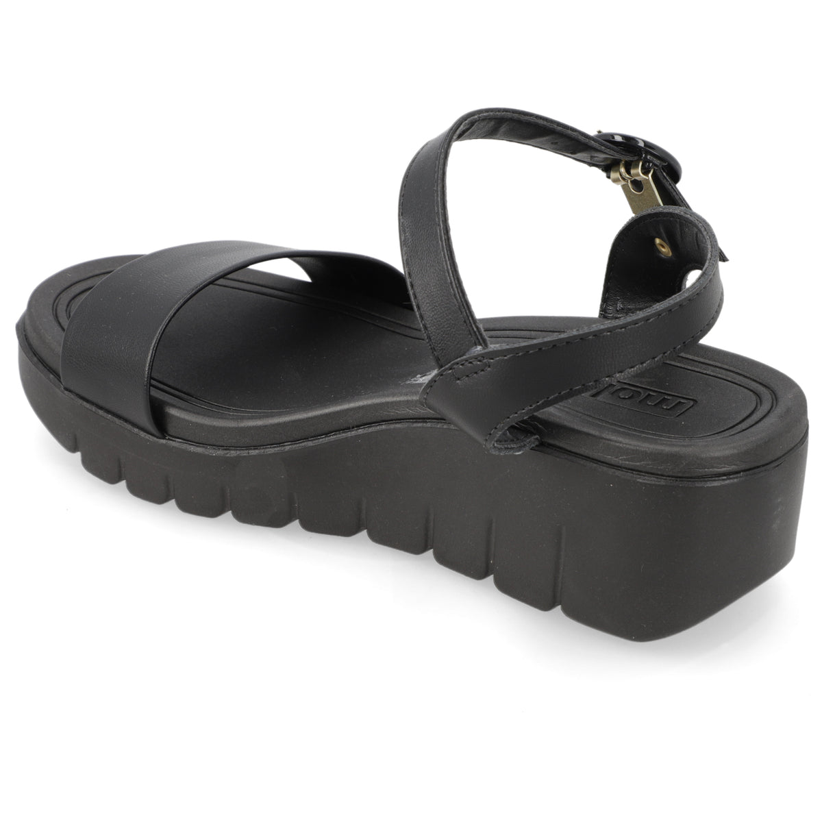 Sandalia Taco Cuña Negro Moleca Ecocuero 35 / Negro