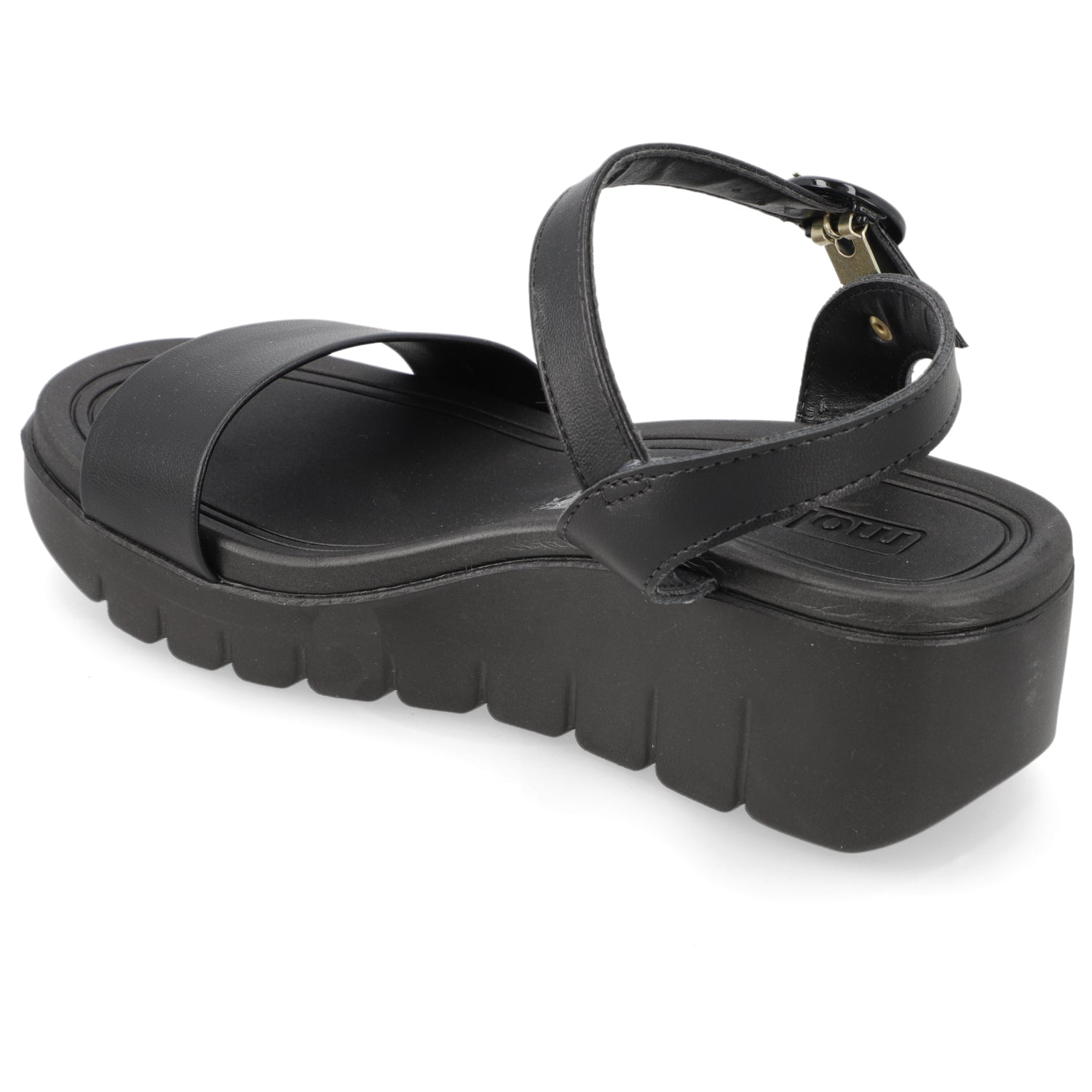Sandalia Taco Cuña Negro Moleca Ecocuero 35 / Negro