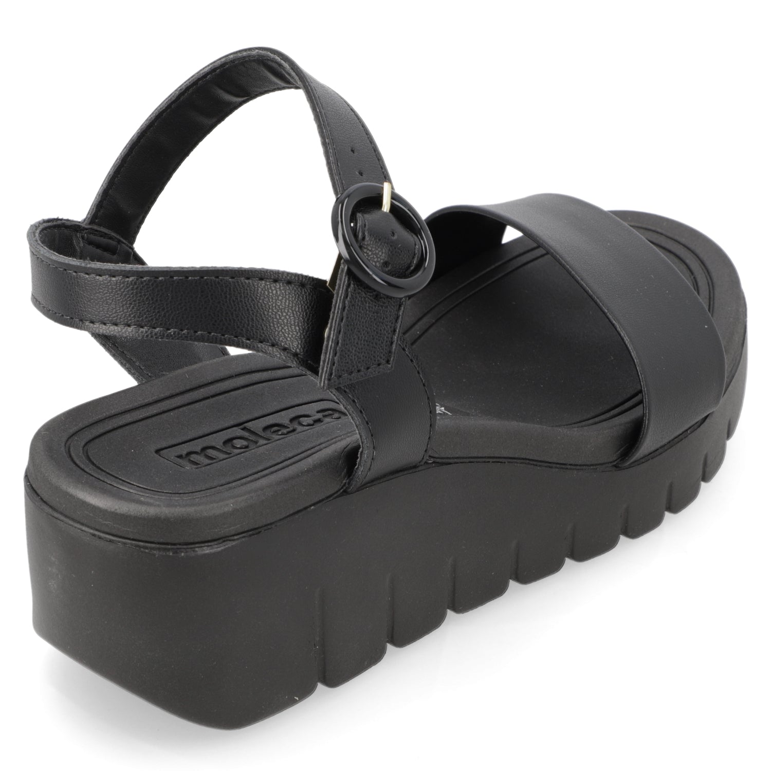 Sandalia Taco Cuña Negro Moleca Ecocuero 35 / Negro