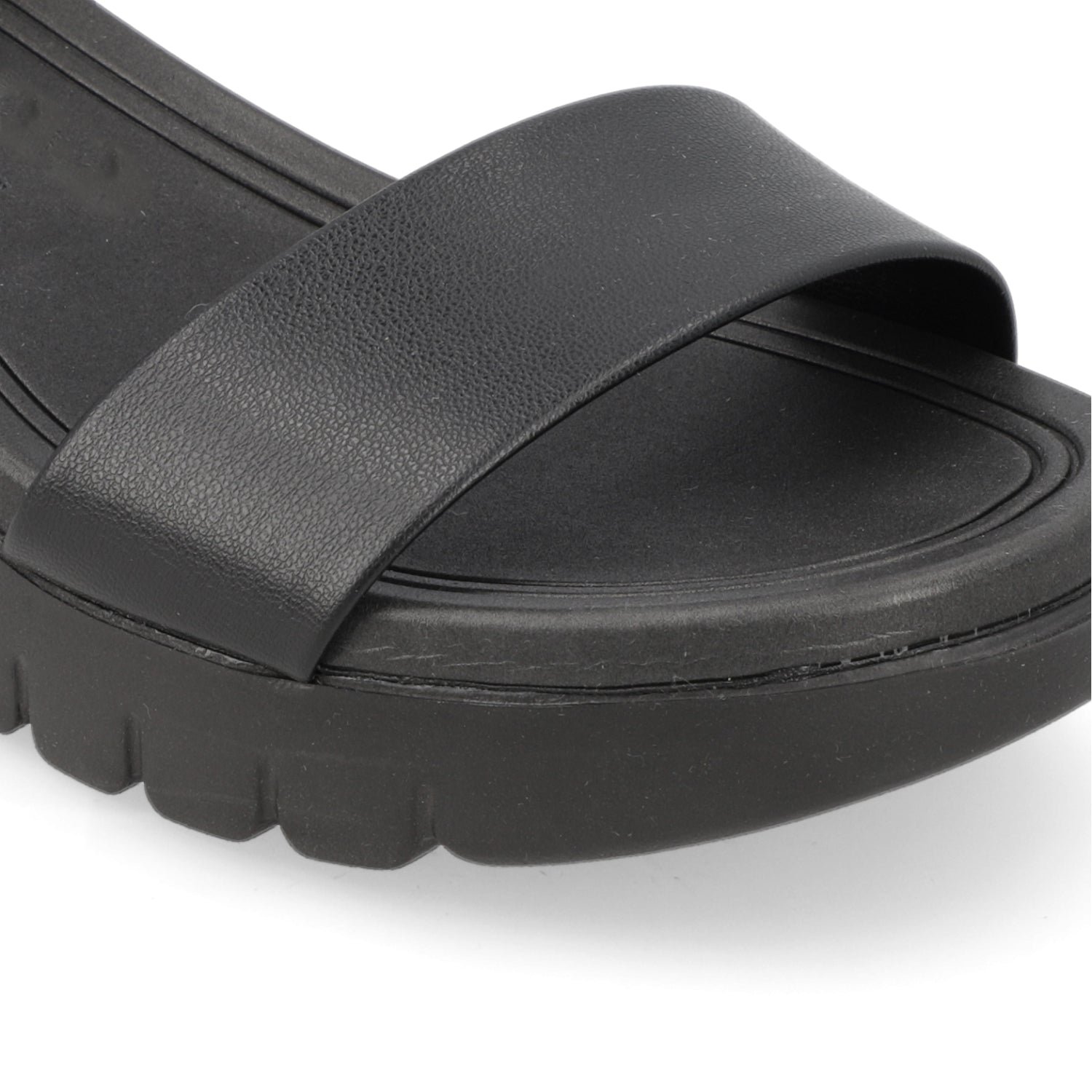 Sandalia Taco Cuña Negro Moleca Ecocuero 35 / Negro