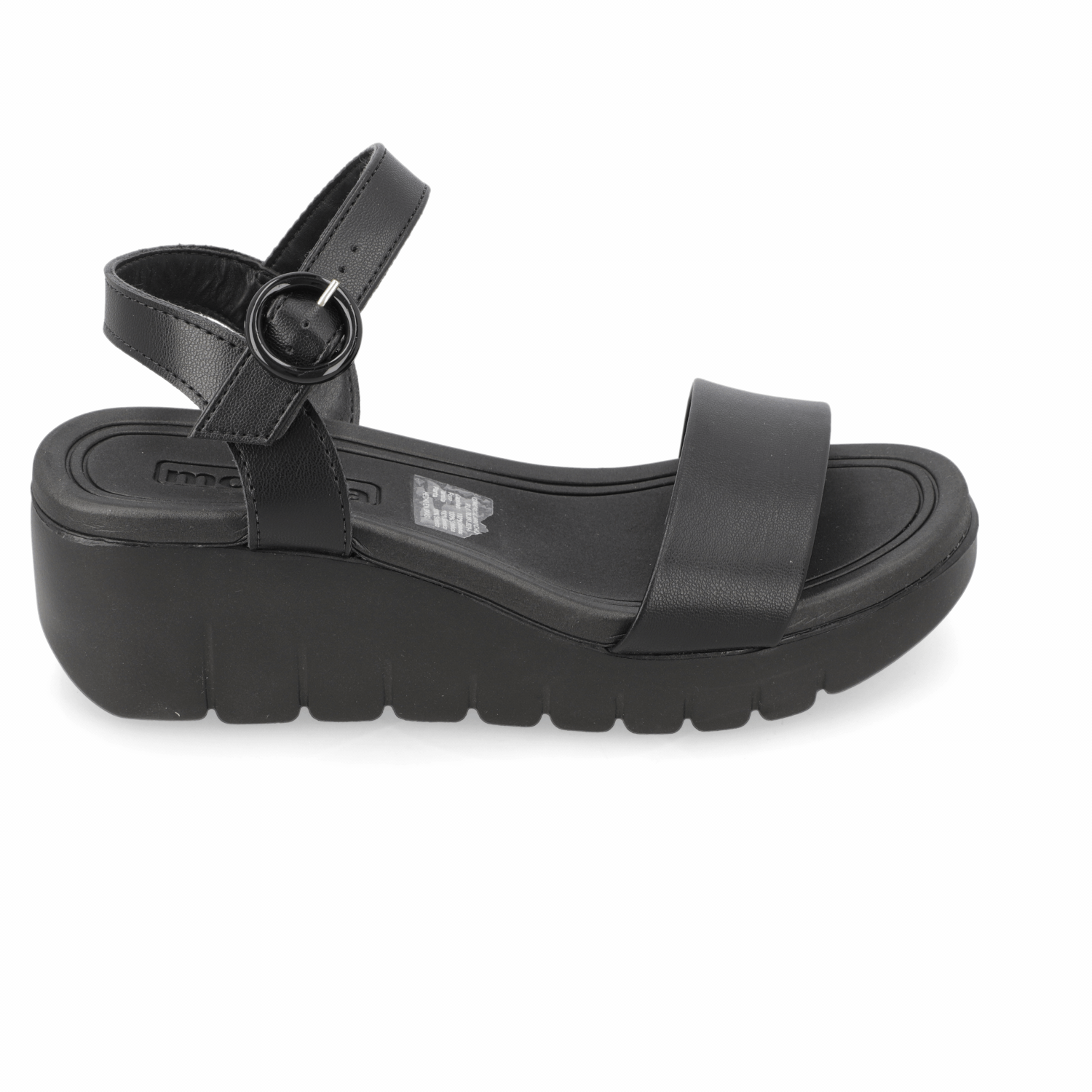 Sandalia Taco Cuña Negro Moleca Ecocuero 35 / Negro