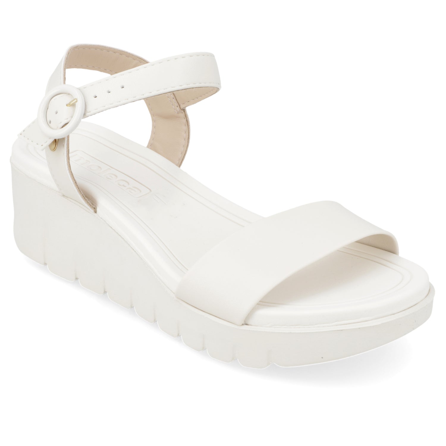 Sandalia Taco Cuña Blanco OFF Moleca Ecocuero 35 / Blanco OFF