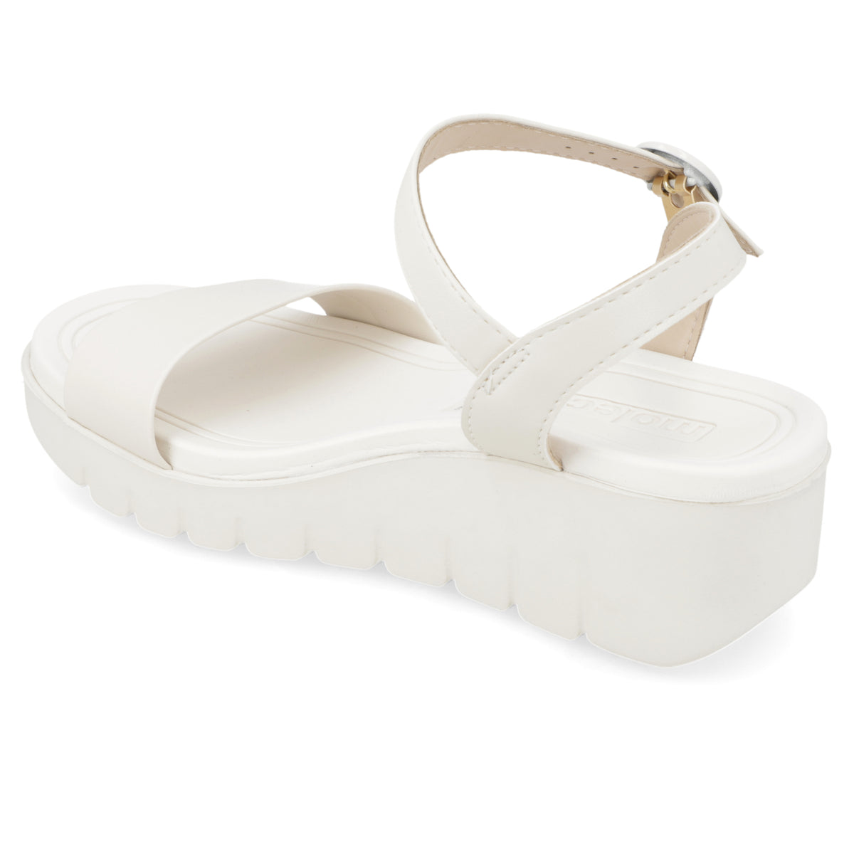 Sandalia Taco Cuña Blanco OFF Moleca Ecocuero 35 / Blanco OFF