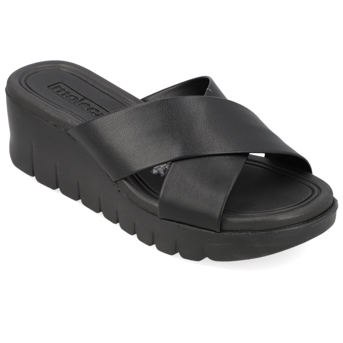 Sandalia Taco Cuña Negro Moleca Ecocuero 35 / Negro