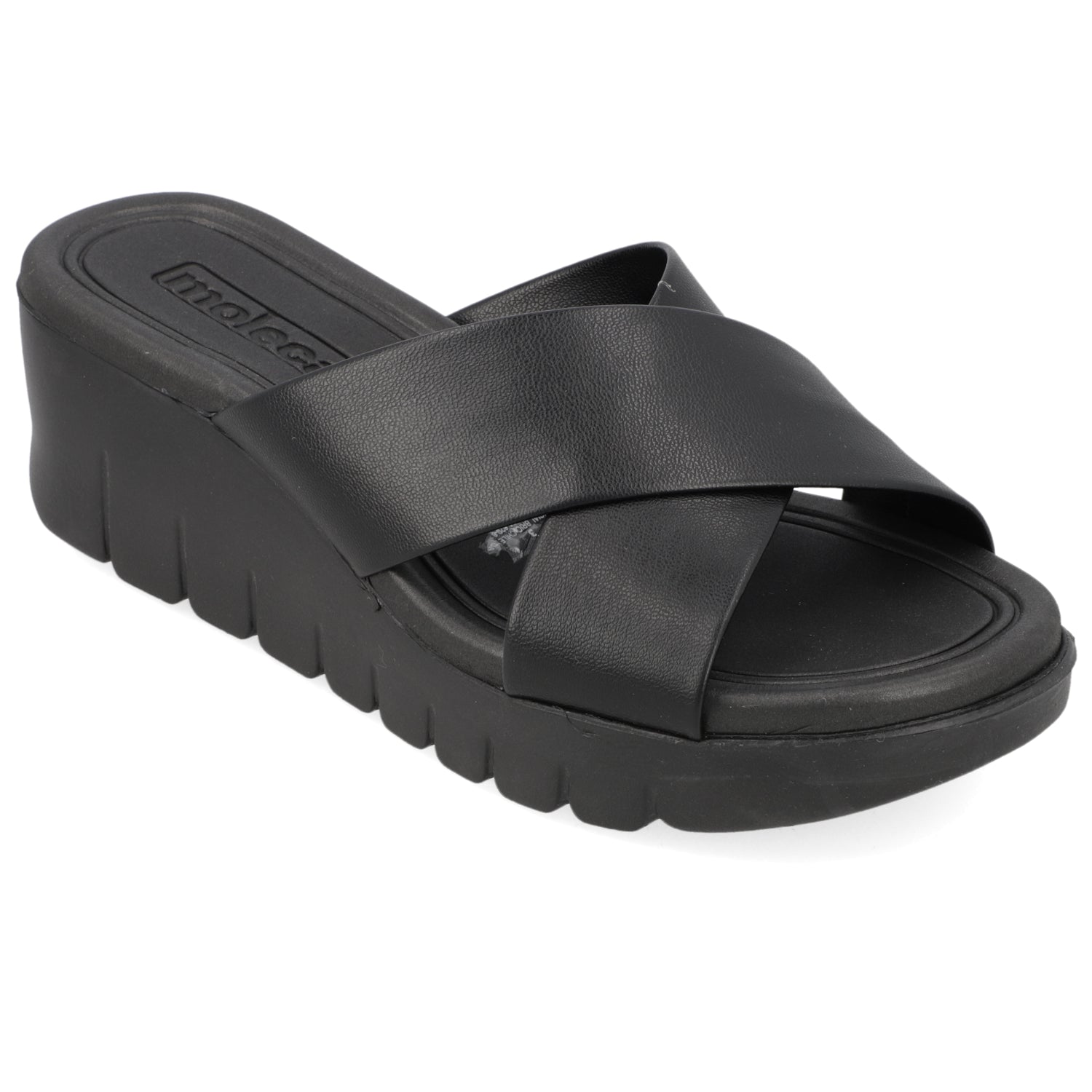 Sandalia Taco Cuña Negro Moleca Ecocuero 35 / Negro