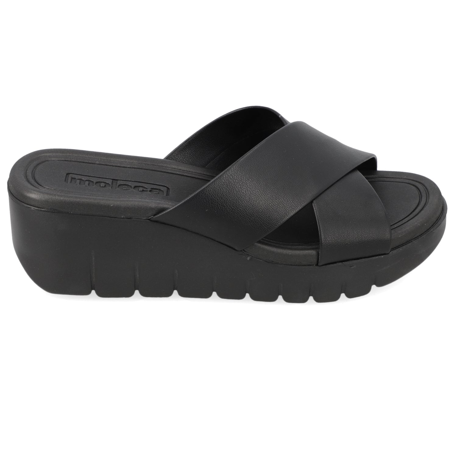 Sandalia Taco Cuña Negro Moleca Ecocuero 35 / Negro