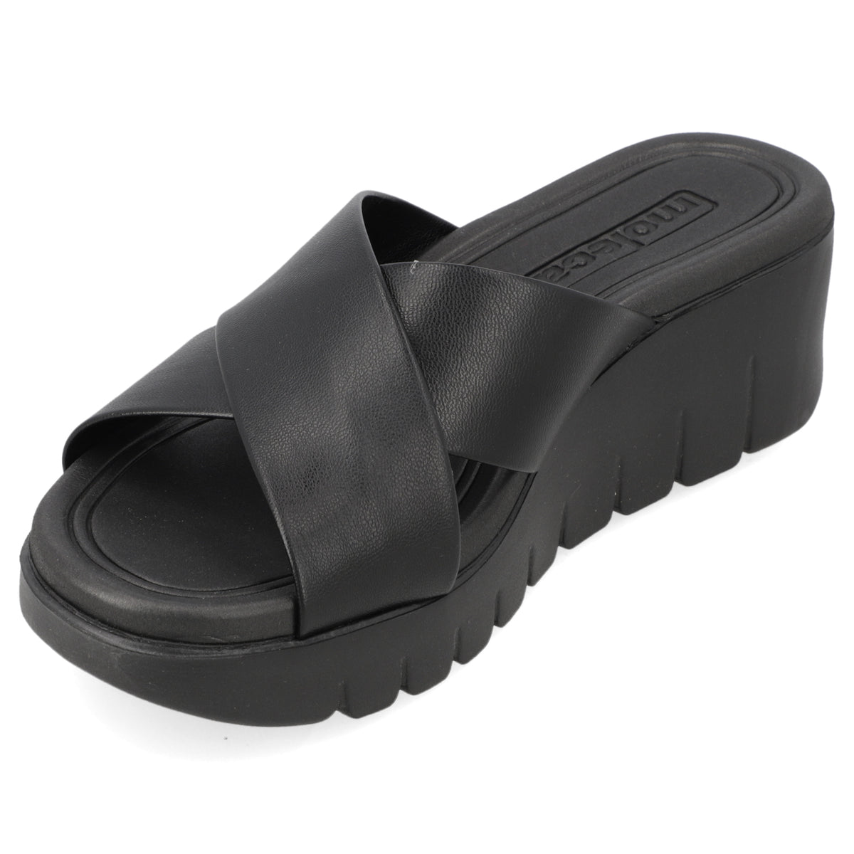 Sandalia Taco Cuña Negro Moleca Ecocuero 35 / Negro