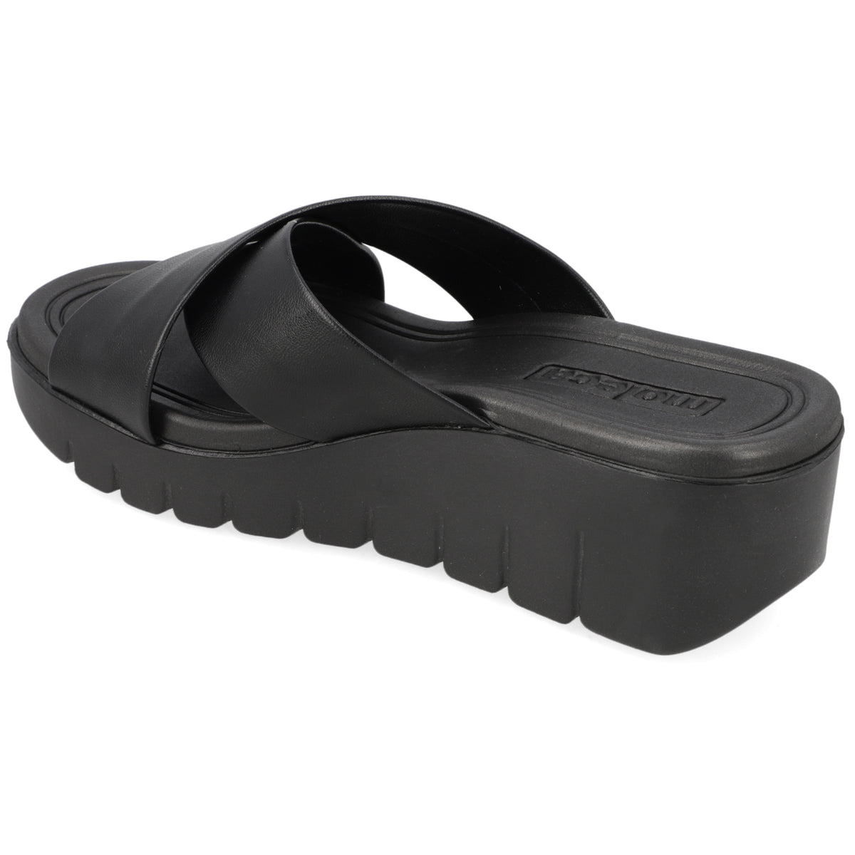 Sandalia Taco Cuña Negro Moleca Ecocuero 35 / Negro