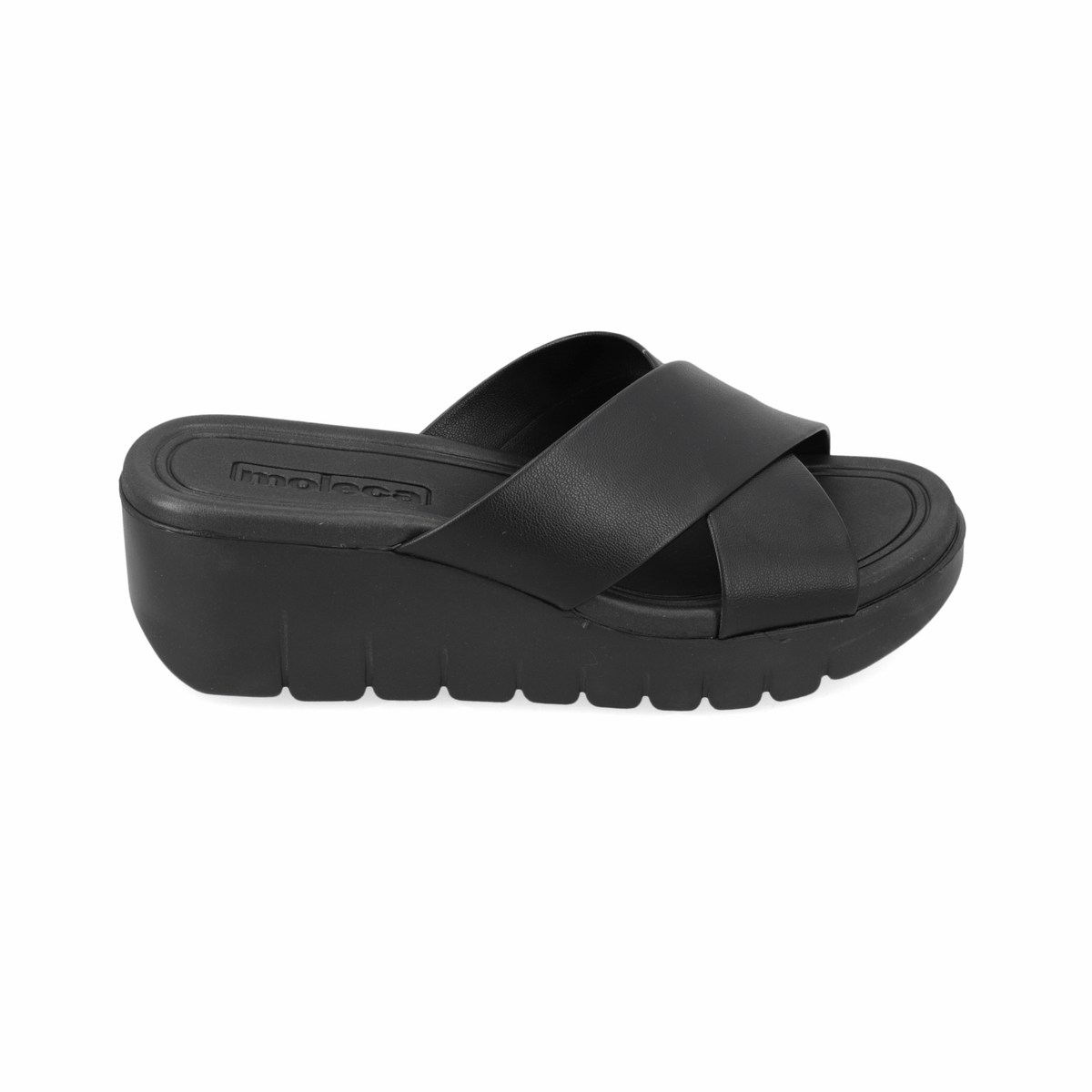 Sandalia Taco Cuña Negro Moleca Ecocuero 35 / Negro