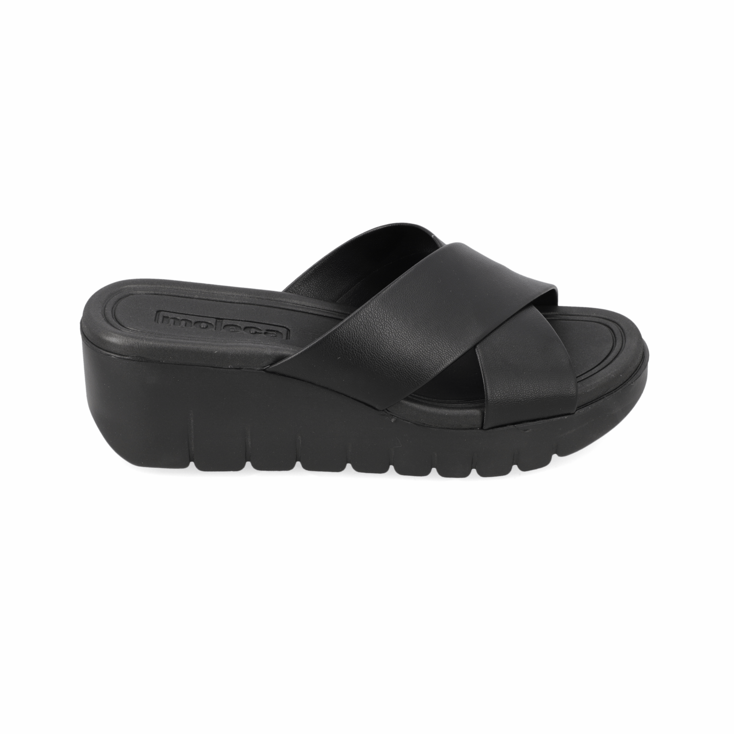 Sandalia Taco Cuña Negro Moleca Ecocuero 35 / Negro