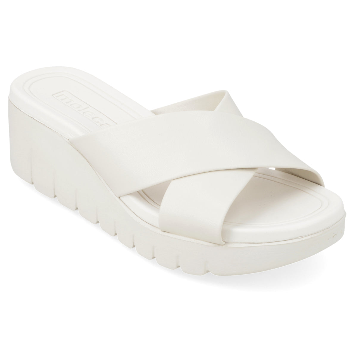 Sandalia Taco Cuña Blanco OFF Moleca Ecocuero 35 / Blanco OFF