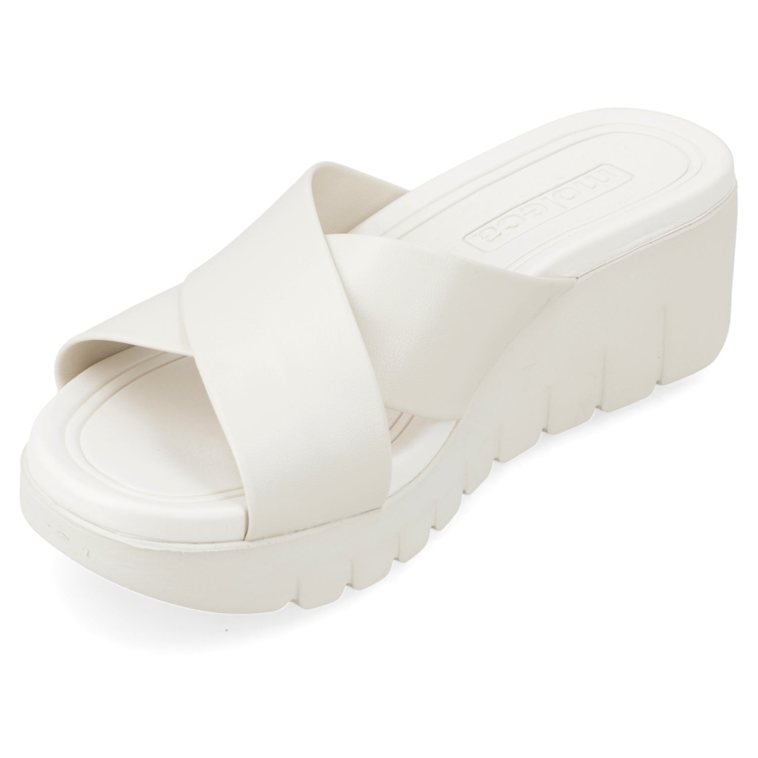 Sandalia Taco Cuña Blanco OFF Moleca Ecocuero 35 / Blanco OFF