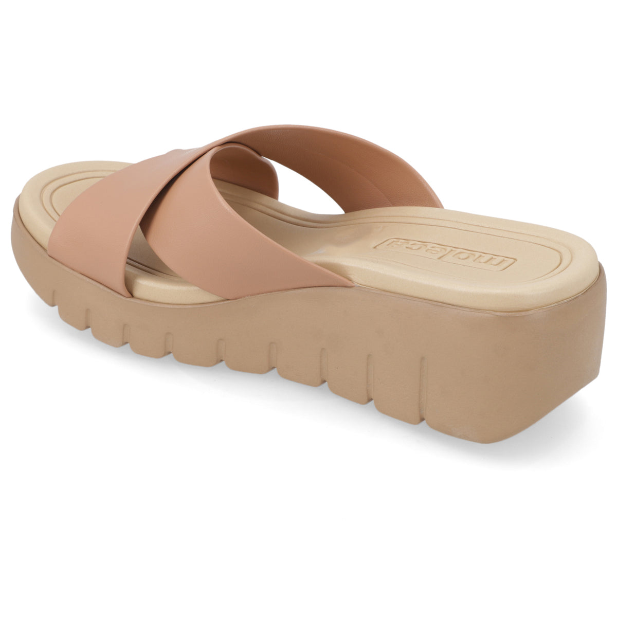 Sandalia Taco Cuña Nude Moleca Ecocuero 35 / Nude