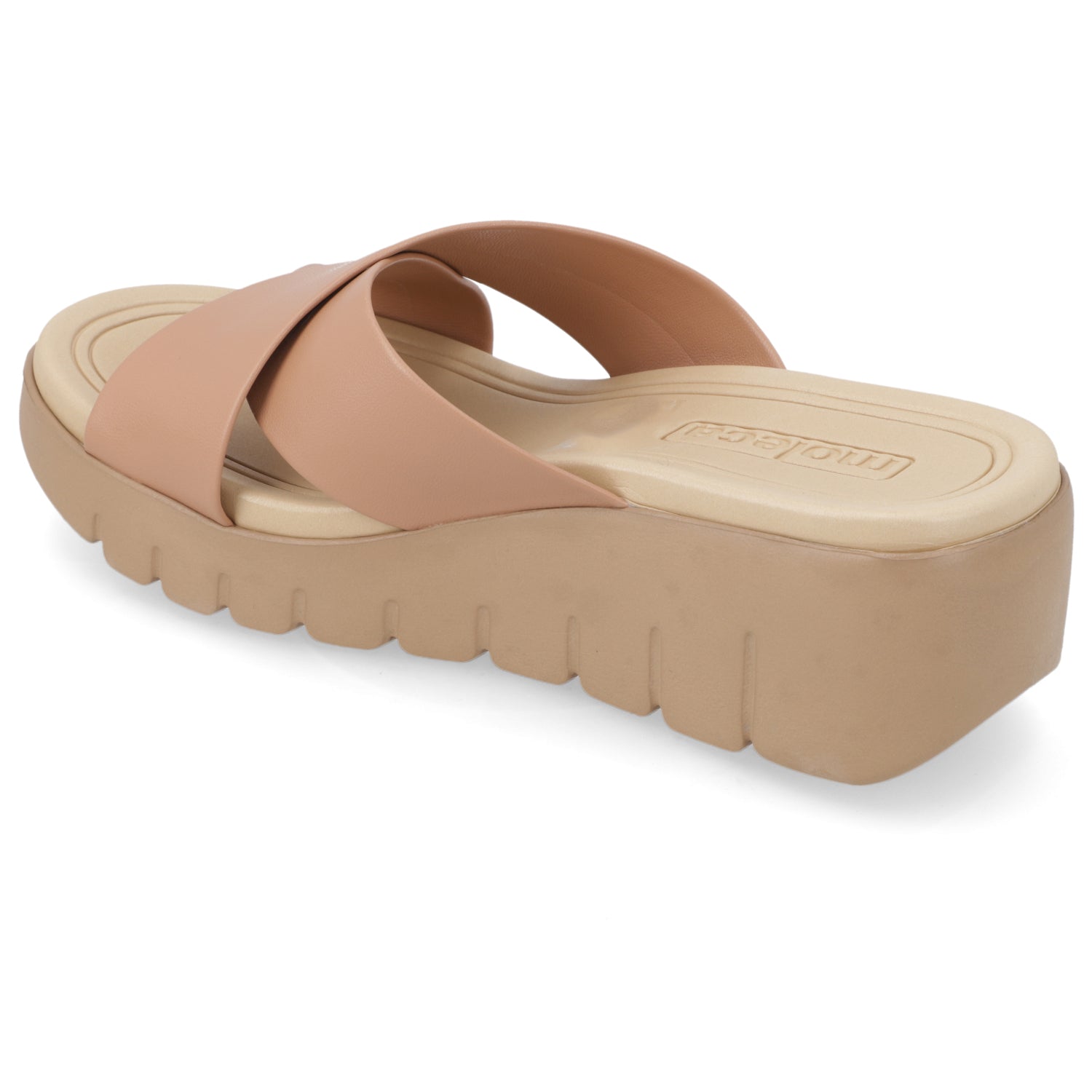 Sandalia Taco Cuña Nude Moleca Ecocuero 35 / Nude