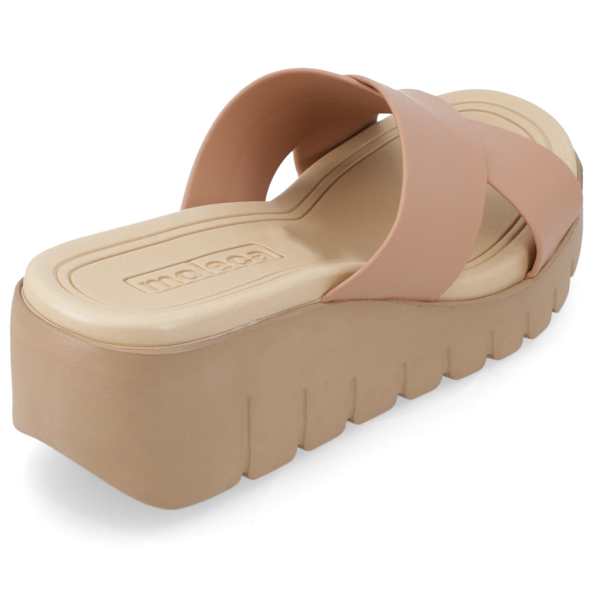 Sandalia Taco Cuña Nude Moleca Ecocuero 35 / Nude