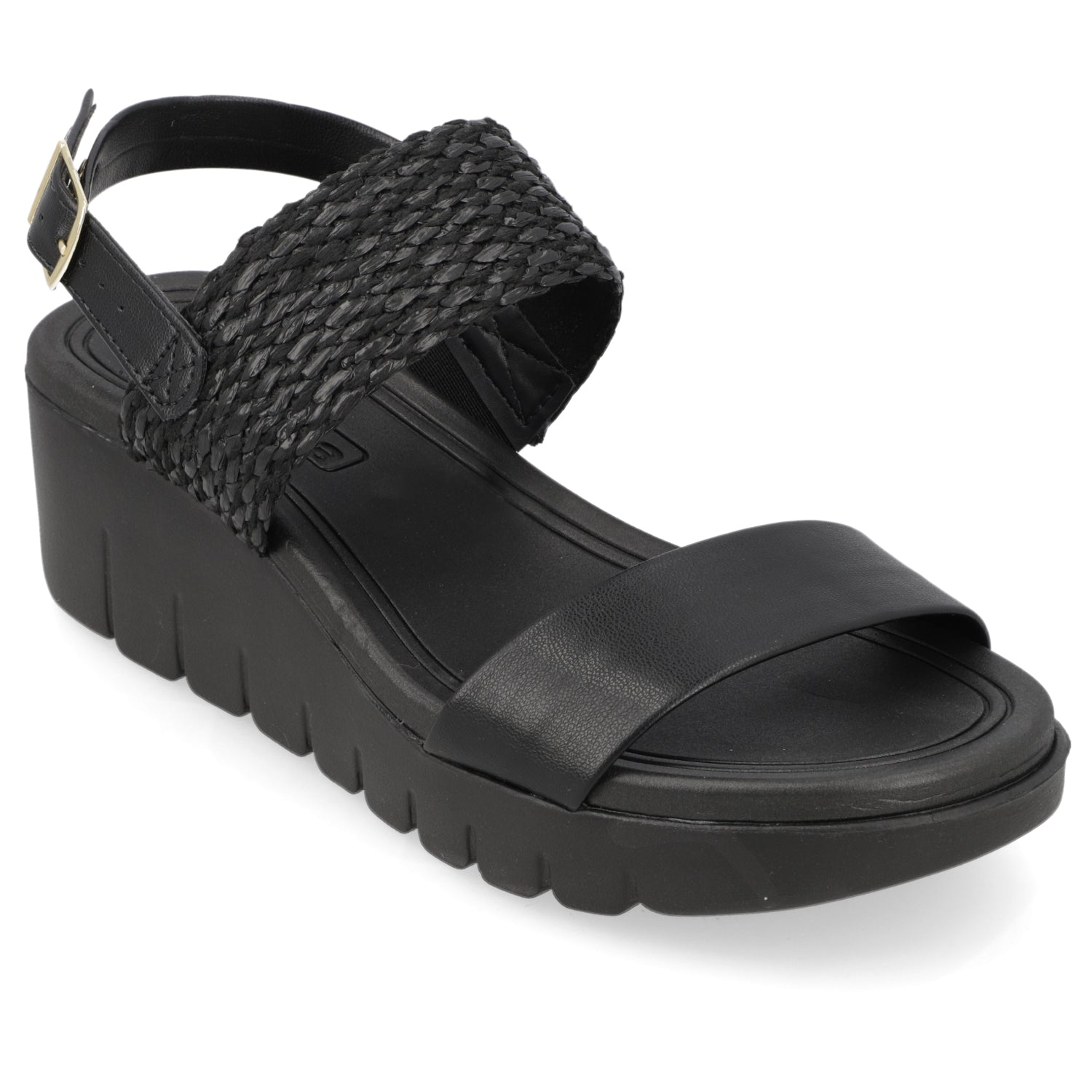 Sandalia Taco Cuña Negro Moleca Ecocuero 35 / Negro