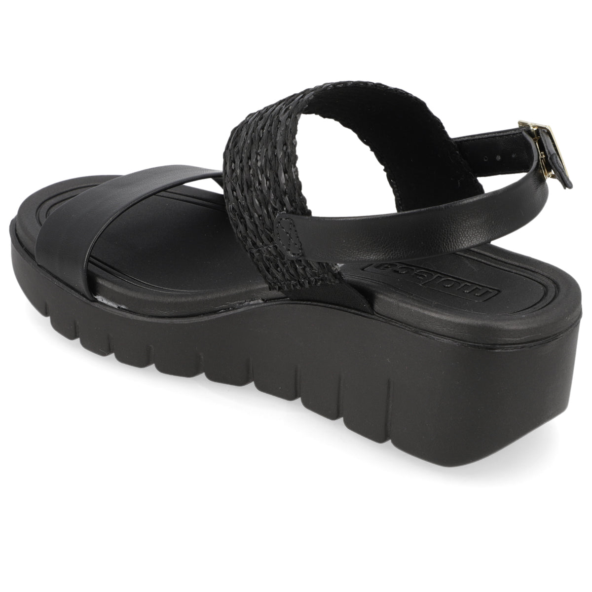 Sandalia Taco Cuña Negro Moleca Ecocuero 35 / Negro