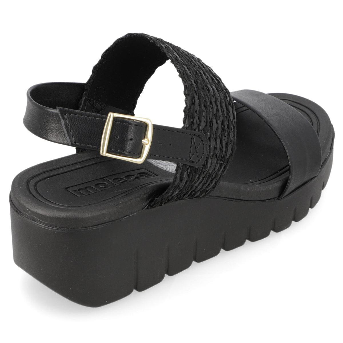 Sandalia Taco Cuña Negro Moleca Ecocuero 35 / Negro