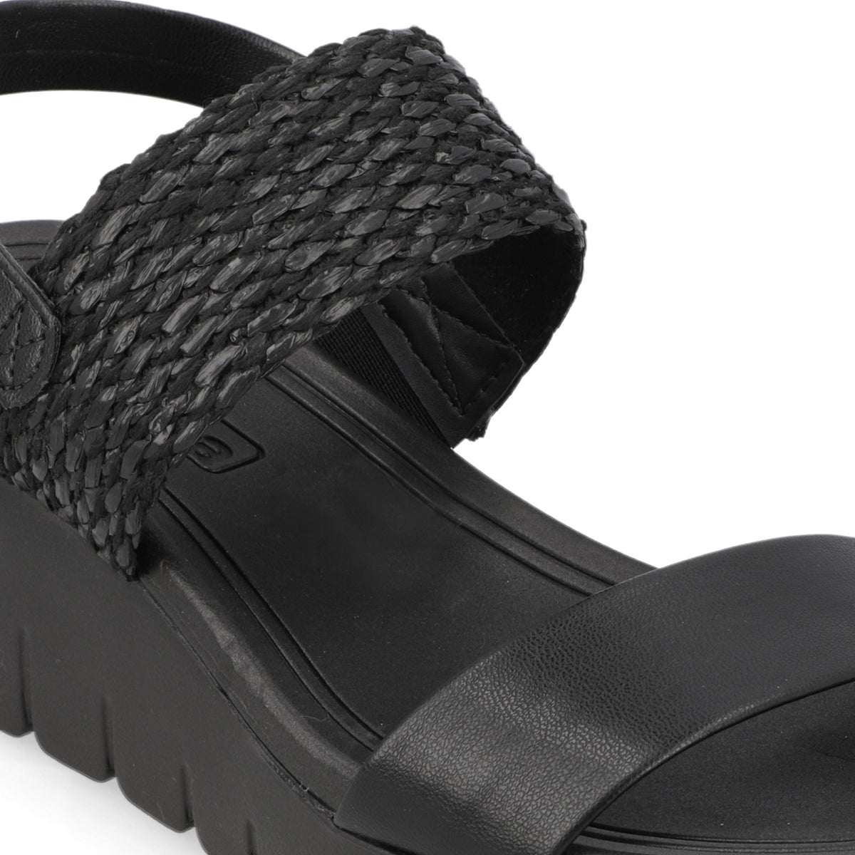 Sandalia Taco Cuña Negro Moleca Ecocuero 35 / Negro