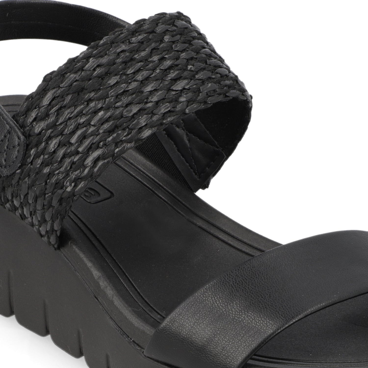 Sandalia Taco Cuña Negro Moleca Ecocuero 35 / Negro
