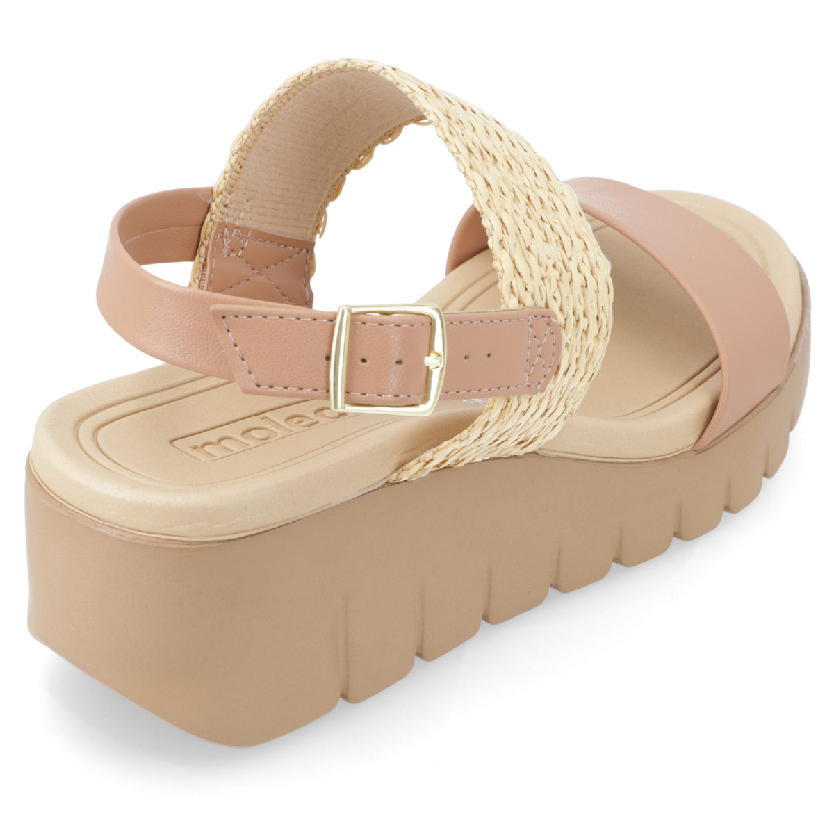 Sandalia Taco Cuña Nude Moleca Ecocuero 35 / Nude