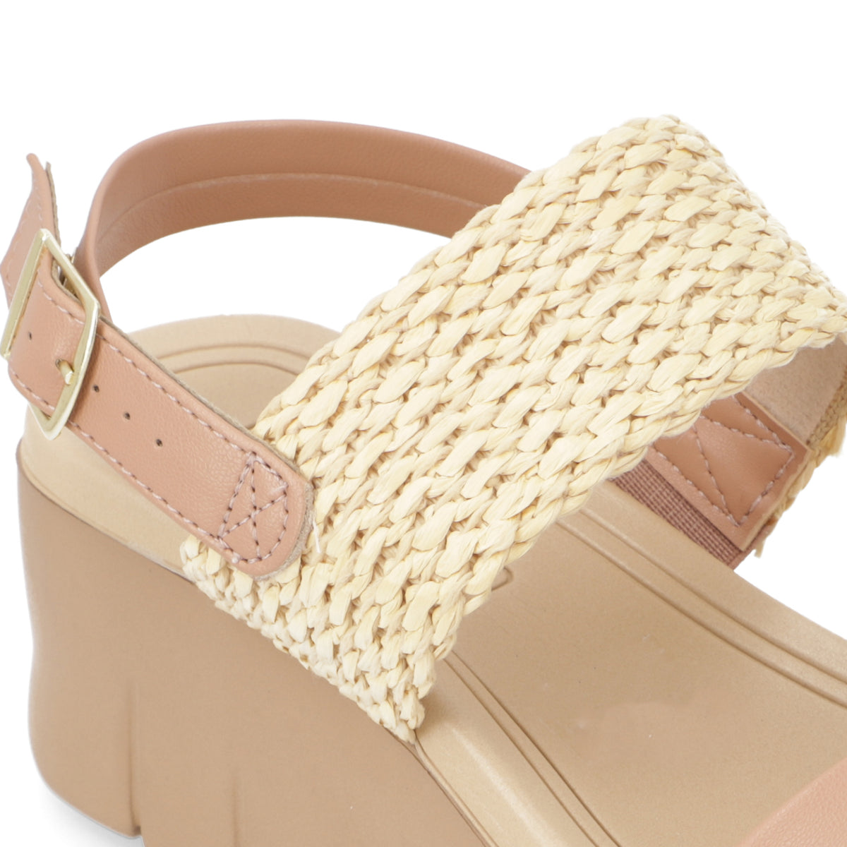 Sandalia Taco Cuña Nude Moleca Ecocuero 35 / Nude