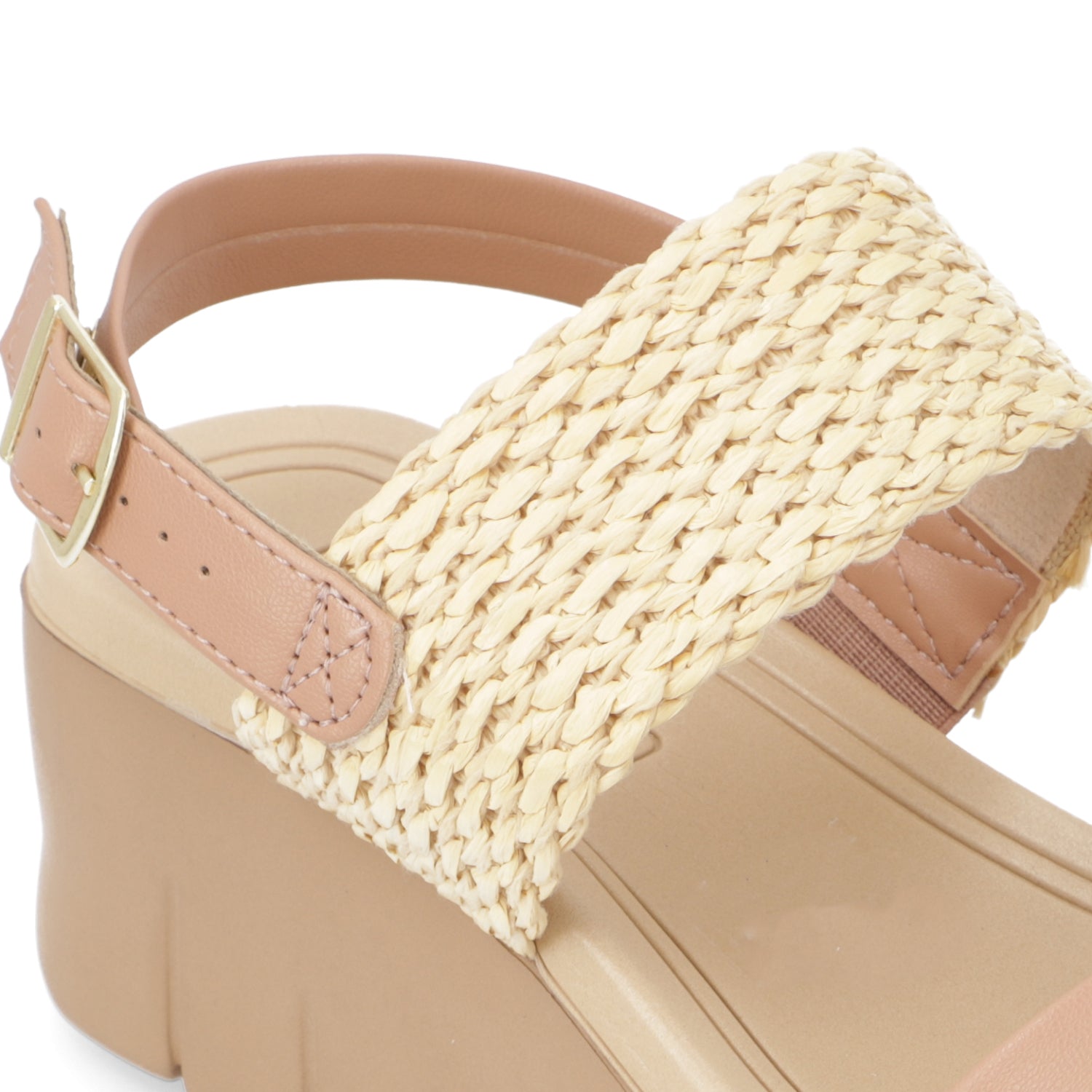 Sandalia Taco Cuña Nude Moleca Ecocuero 35 / Nude