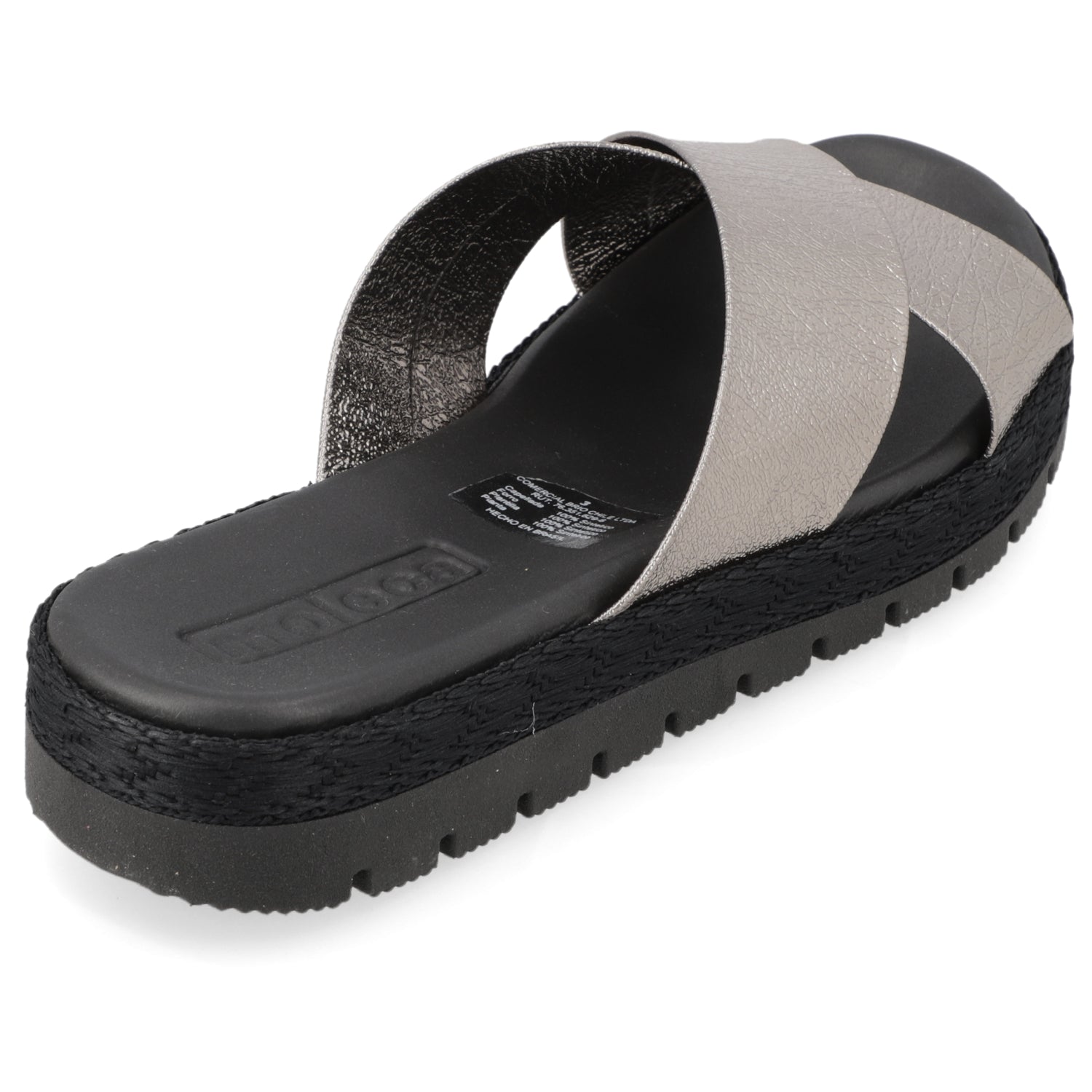 Sandalia Negro Moleca Ecocuero Metalizado 35 / Negro