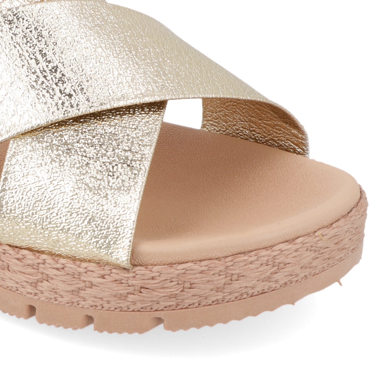 Sandalia Dorado Moleca Ecocuero Metalizado 35 / Dorado