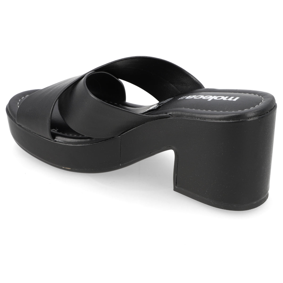 Sandalia Taco Ancho Medio Negro Moleca Ecocuero 34 / Negro