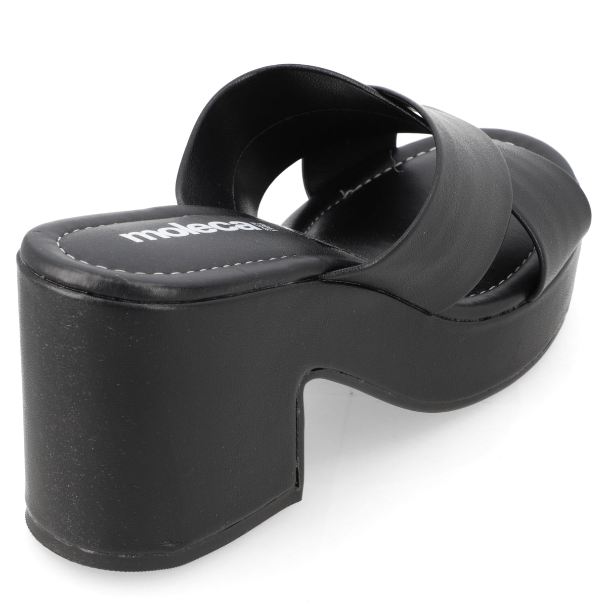 Sandalia Taco Ancho Medio Negro Moleca Ecocuero 34 / Negro