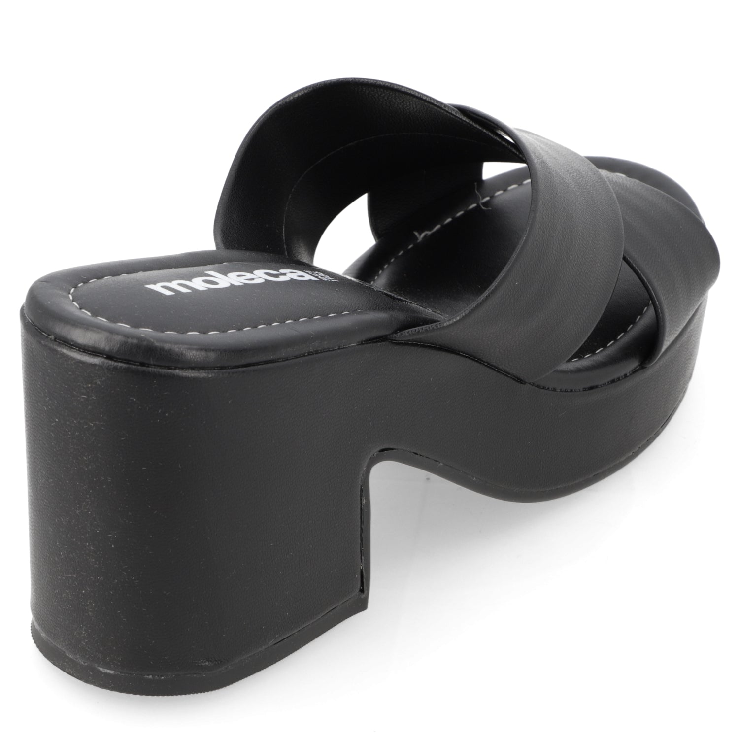 Sandalia Taco Ancho Medio Negro Moleca Ecocuero 34 / Negro