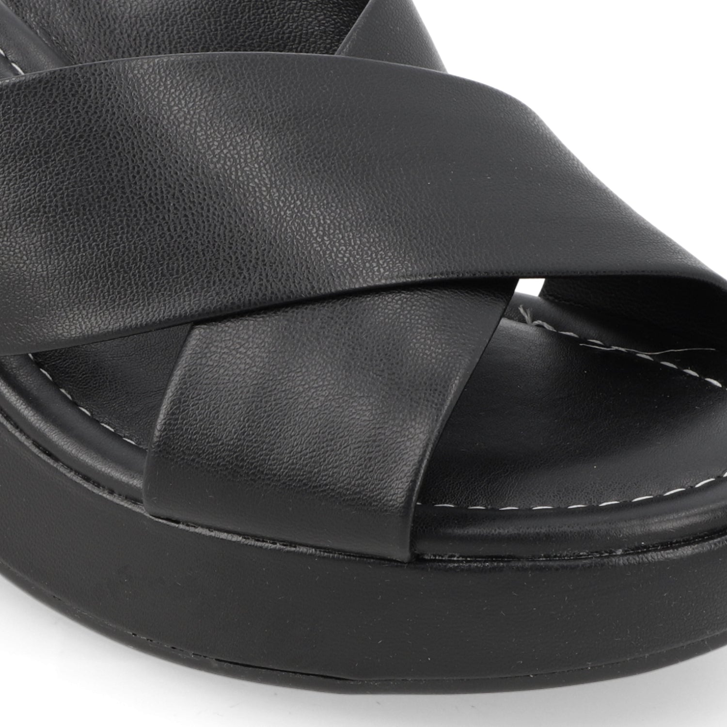 Sandalia Taco Ancho Medio Negro Moleca Ecocuero 34 / Negro