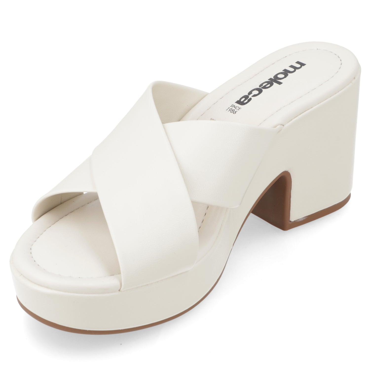 Sandalia Taco Ancho Medio Blanco OFF Moleca Ecocuero 34 / Blanco OFF