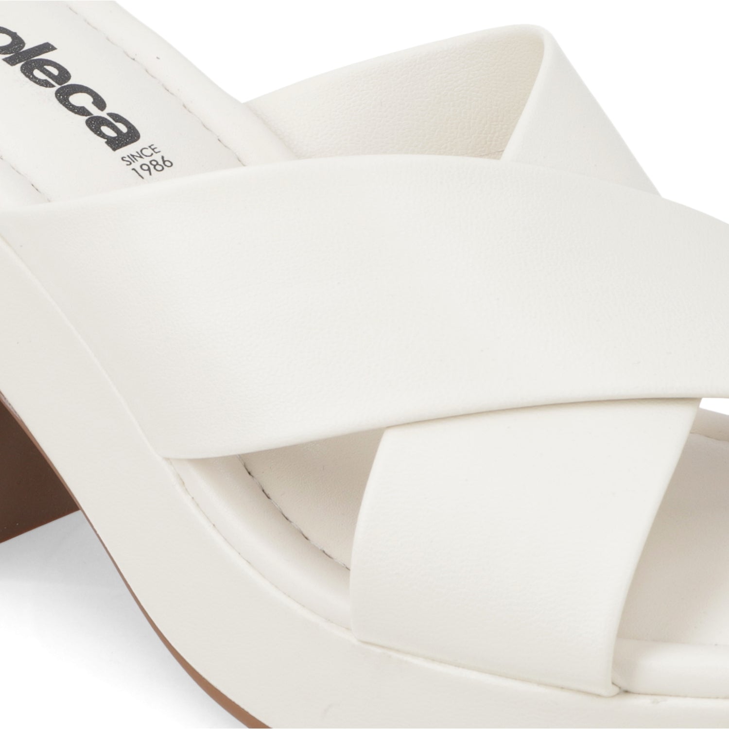 Sandalia Taco Ancho Medio Blanco OFF Moleca Ecocuero 34 / Blanco OFF