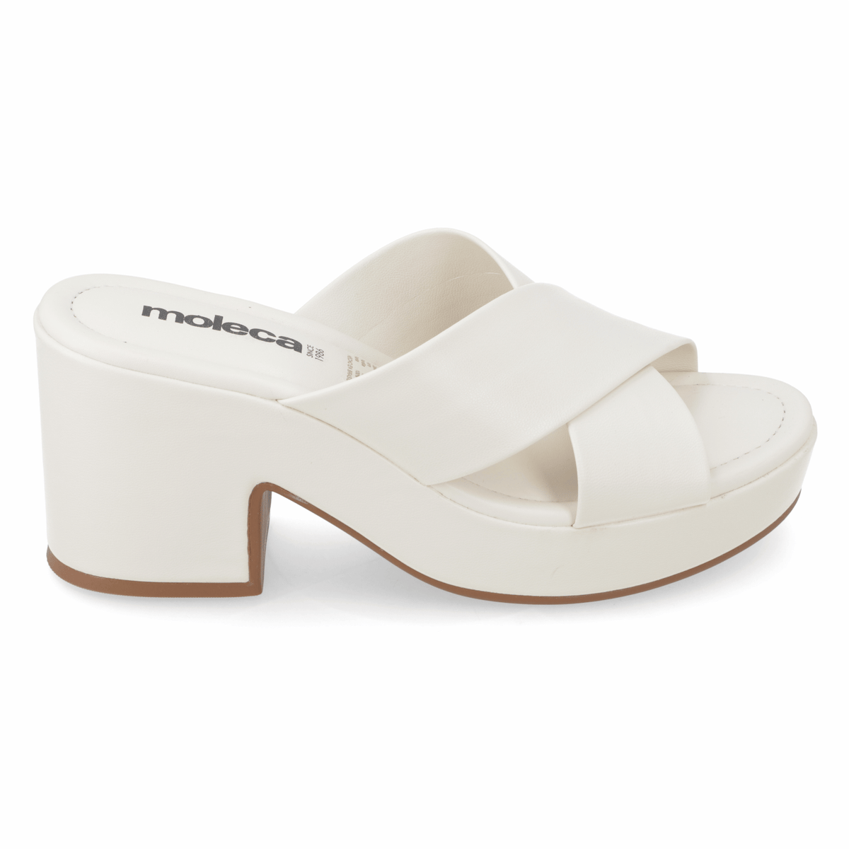 Sandalia Taco Ancho Medio Blanco OFF Moleca Ecocuero 34 / Blanco OFF