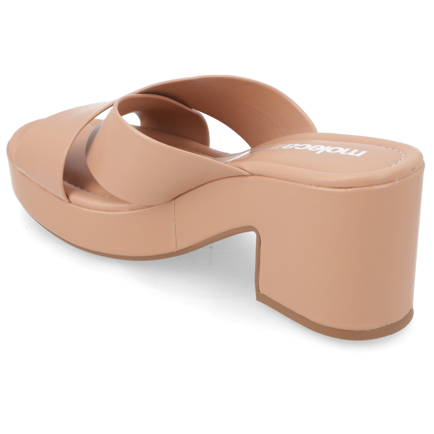 Sandalia Taco Ancho Medio Nude Moleca Ecocuero 34 / Nude