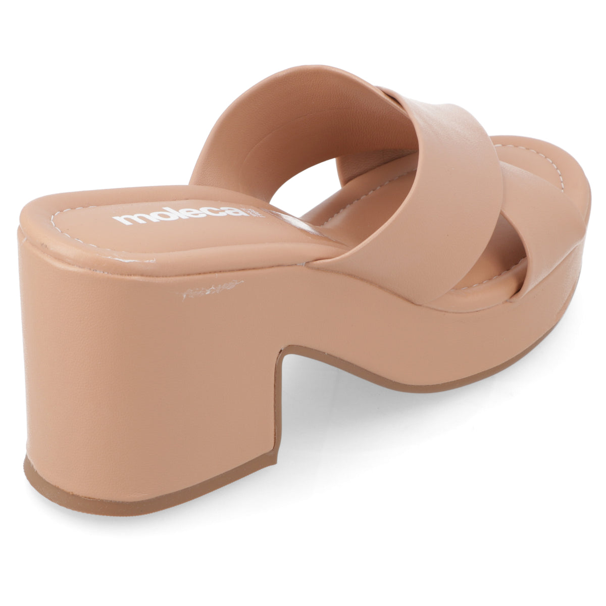 Sandalia Taco Ancho Medio Nude Moleca Ecocuero 34 / Nude
