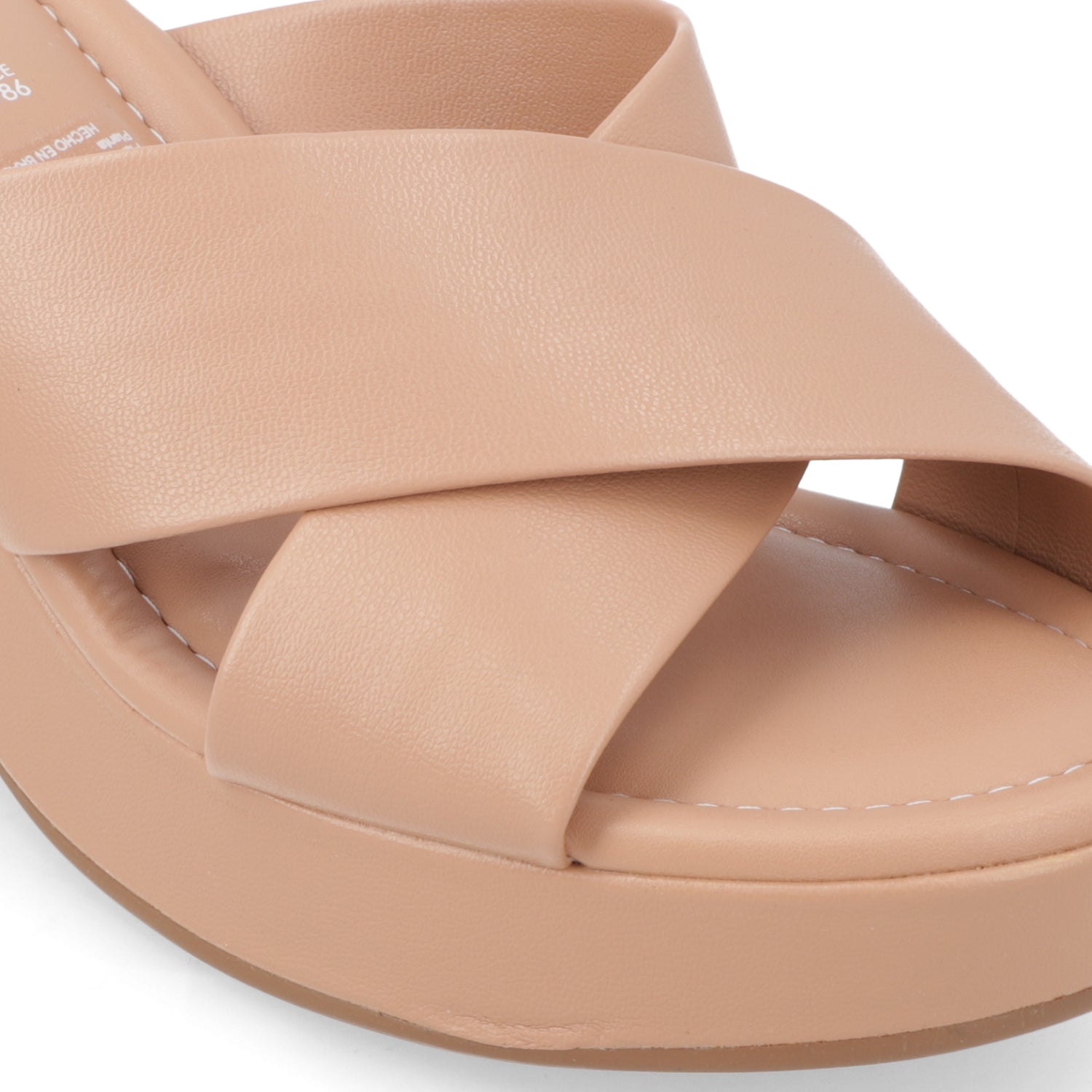Sandalia Taco Ancho Medio Nude Moleca Ecocuero 34 / Nude