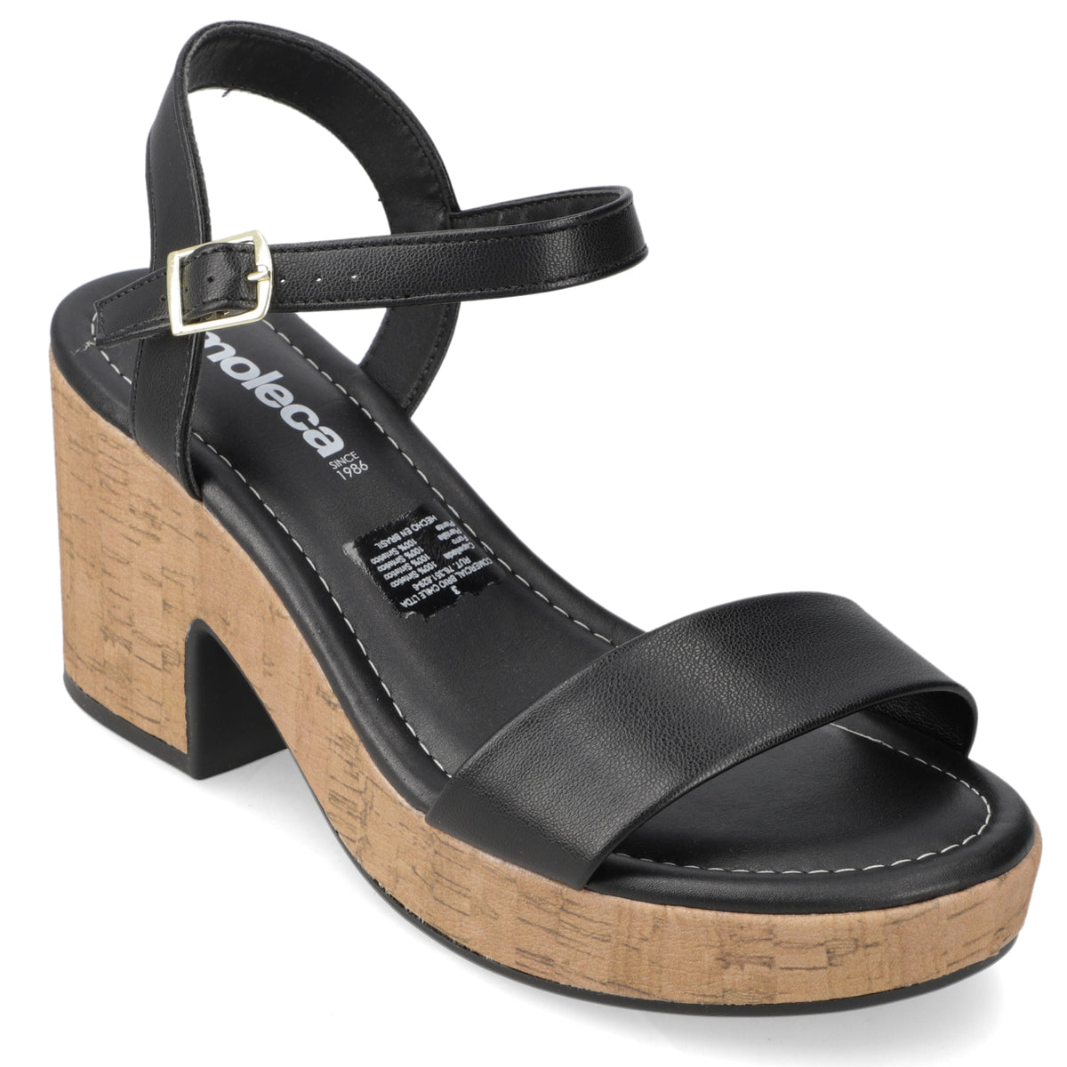 Sandalia Taco Ancho Medio Negro Moleca 34 / Negro