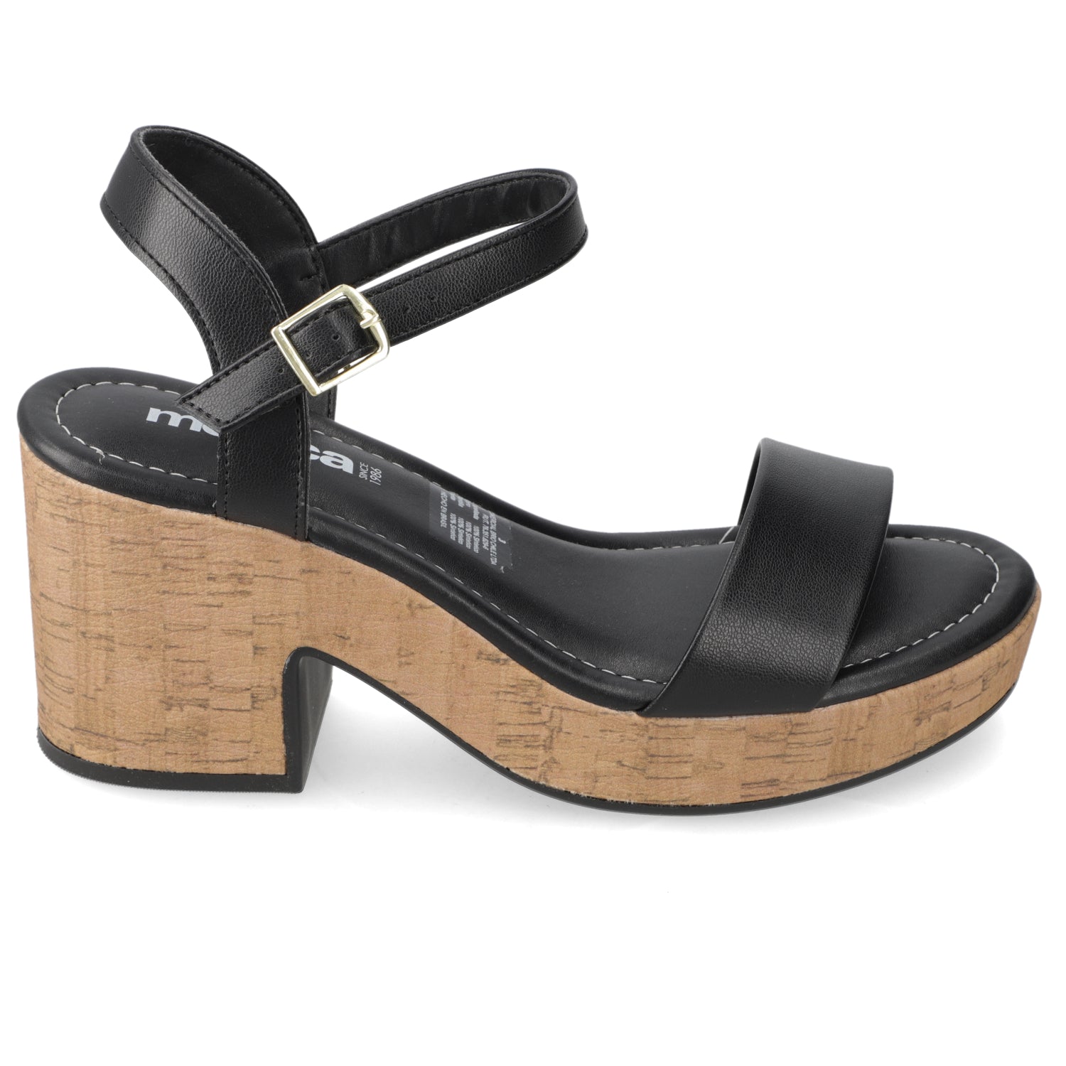 Sandalia Taco Ancho Medio Negro Moleca 34 / Negro