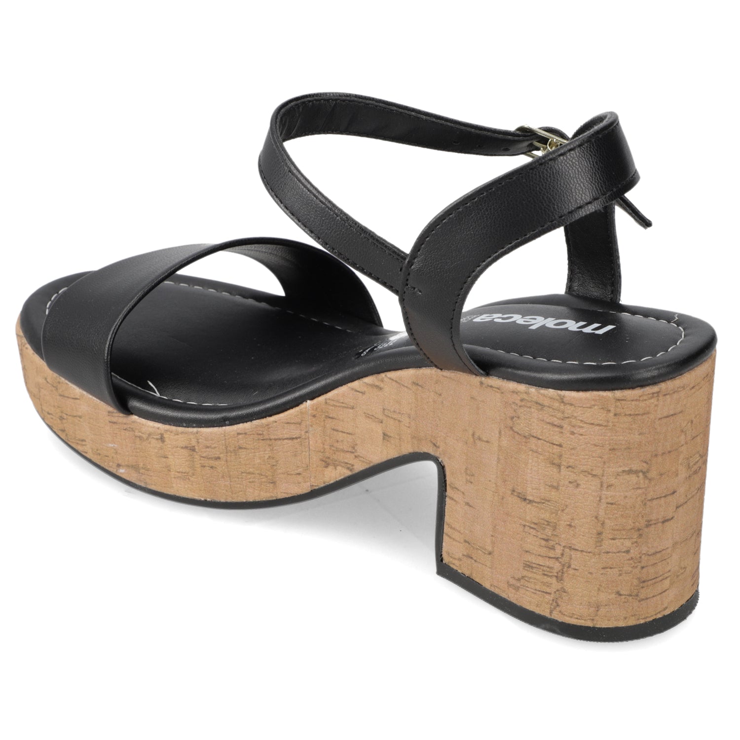 Sandalia Taco Ancho Medio Negro Moleca 34 / Negro