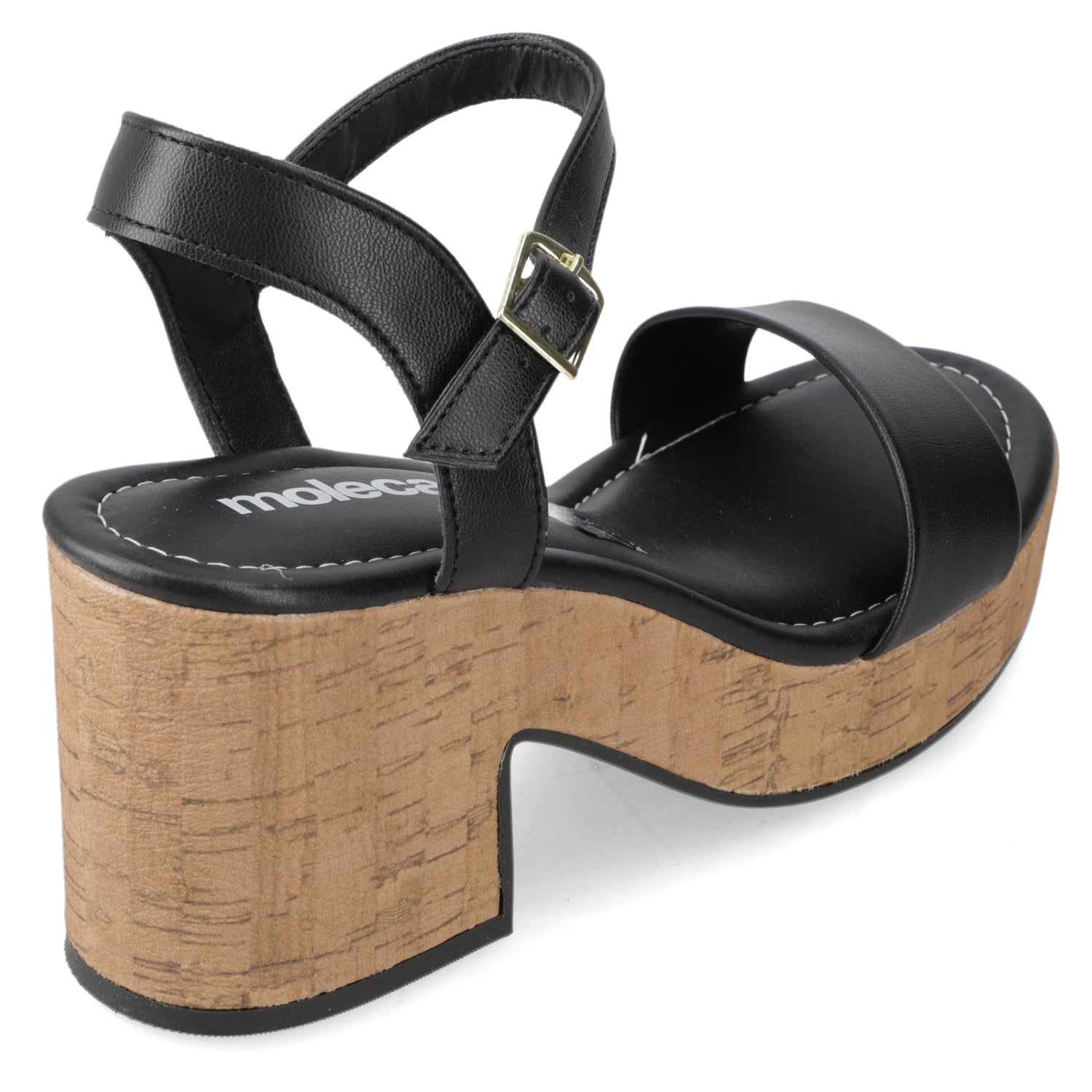 Sandalia Taco Ancho Medio Negro Moleca 34 / Negro