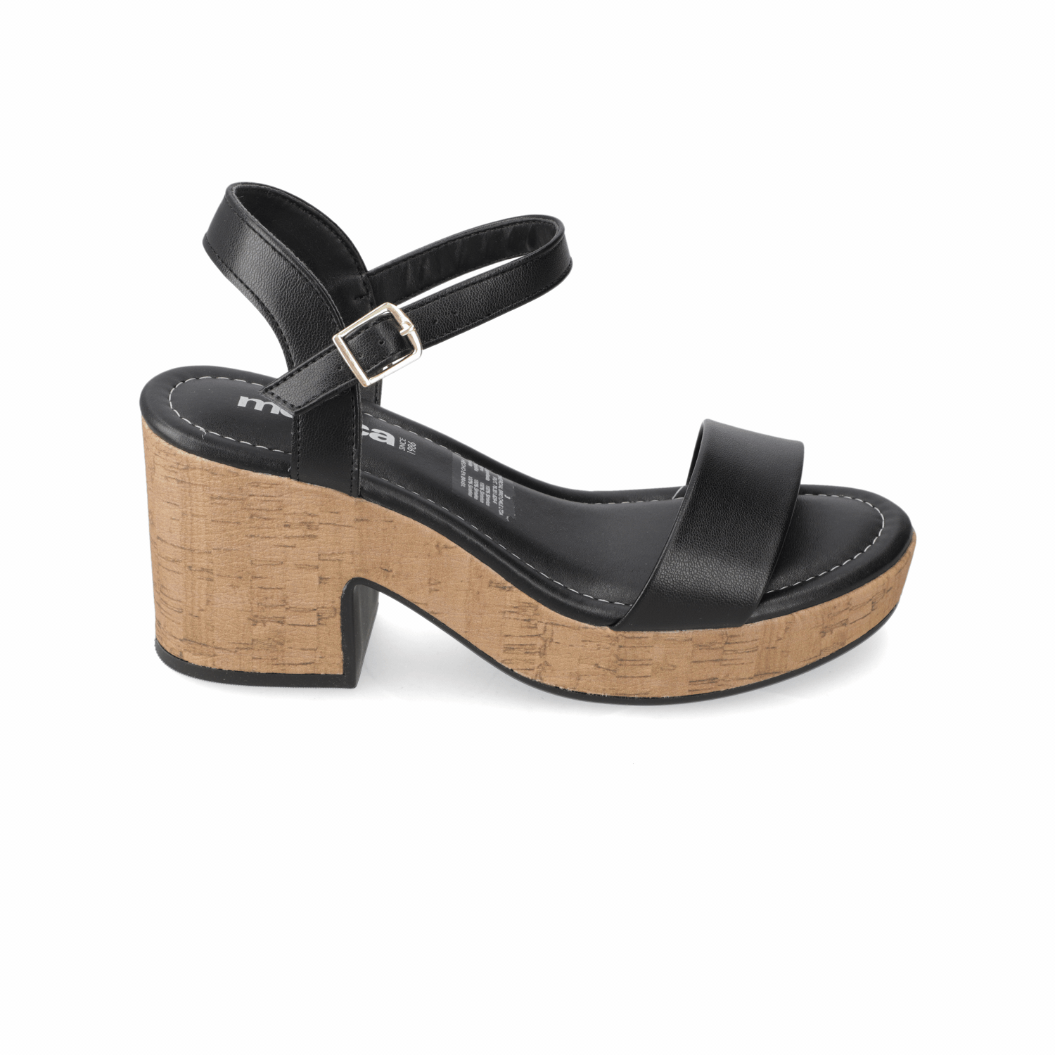 Sandalia Taco Ancho Medio Negro Moleca 34 / Negro