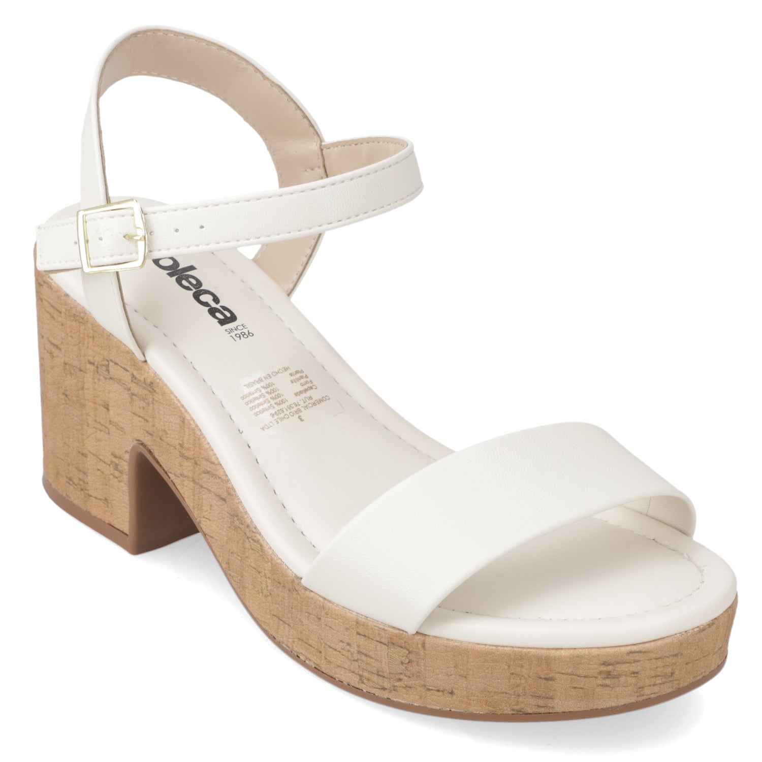 Sandalia Taco Ancho Medio Blanco OFF Moleca 34 / Blanco OFF