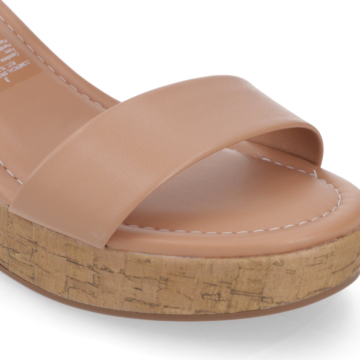 Sandalia Taco Ancho Medio Nude Moleca Ecocuero 34 / Nude